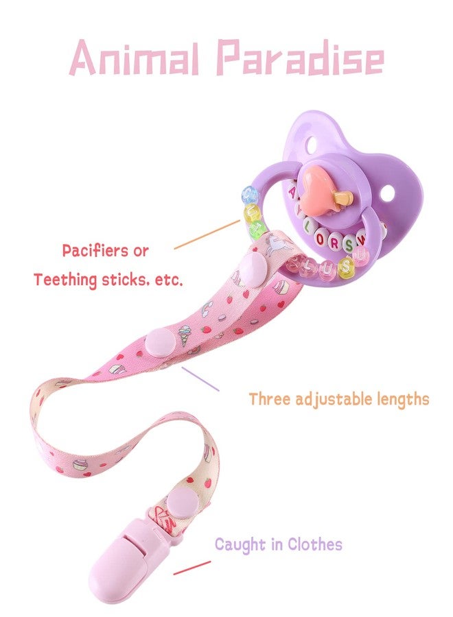 CutiePlusU Adult Size Pacifier Clips 3 Pack-Unicorns, Rainbow Cats and Giraffes - Image 2